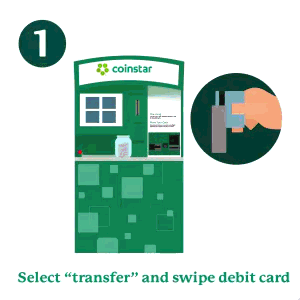 How to use Coinstar first select transfer and swipe your debit card.  Next pour in your coins. Then, your coins are deposited to your account quickly.