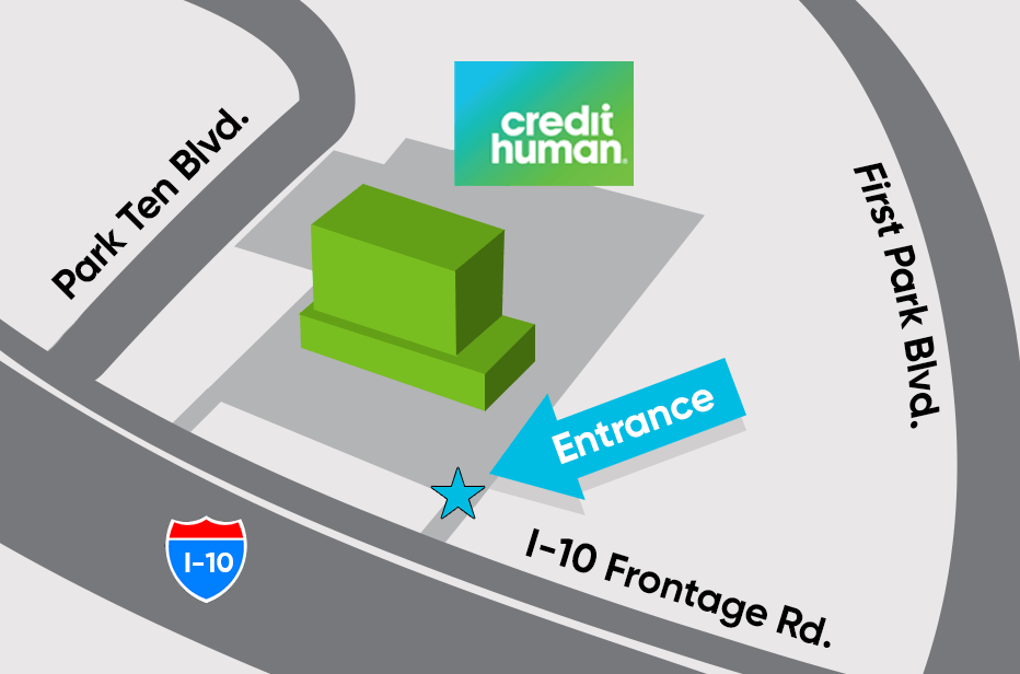 Shred Day Location Map shows Park Ten Financial Health Center with arrows indicating traffic flow into the event